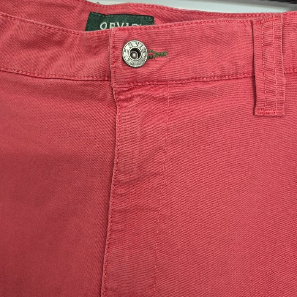 Orvis Mens Red Cotton Shorts Size 38 With Button & Zipper Closure Back Pockets B - Picture 3 of 7